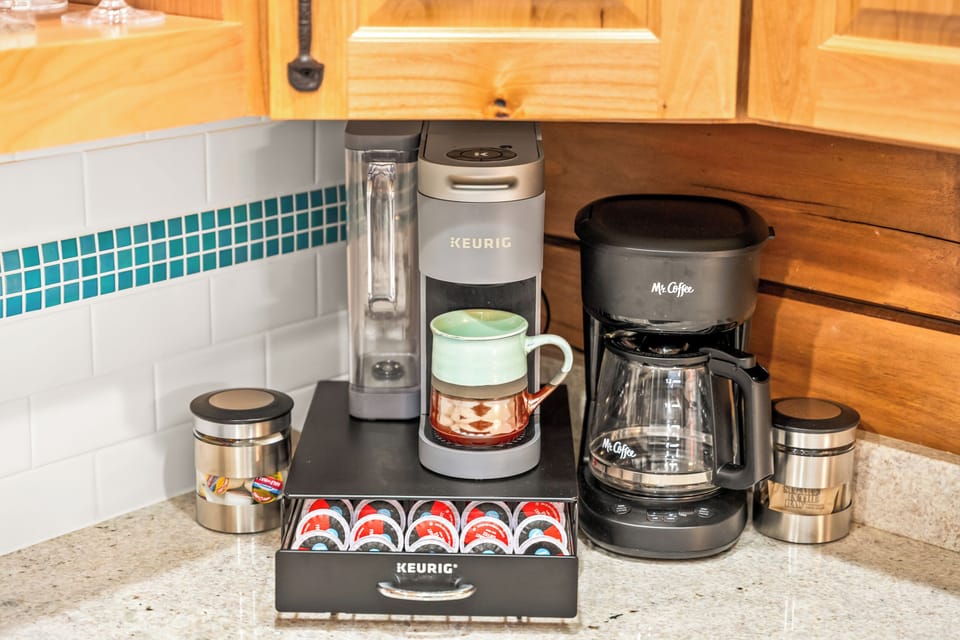 Mountain Mornings Start Here. Wake up slow with the fully stocked coffee bar.