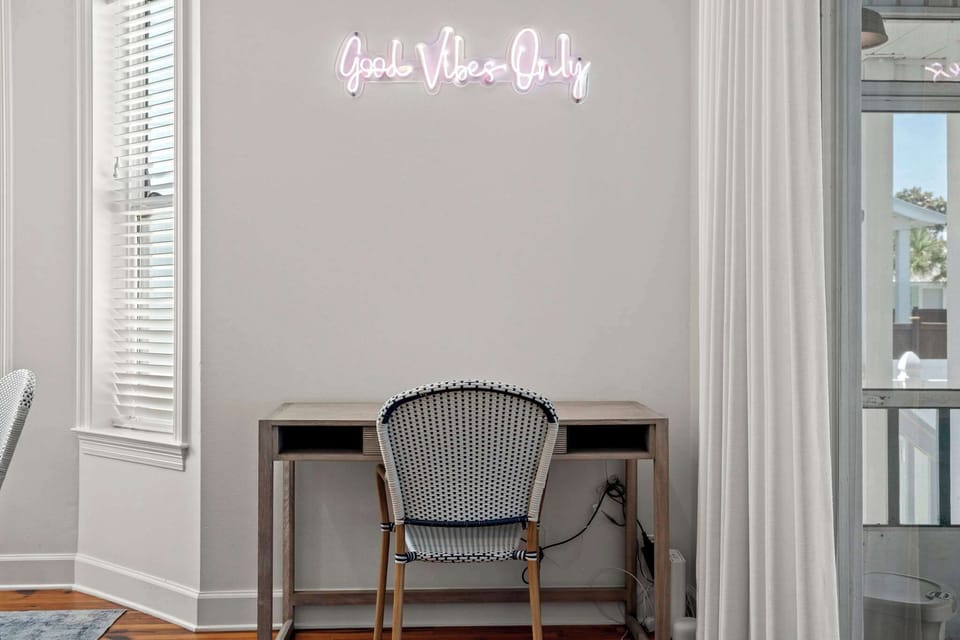 Need to check in with work? This quiet workspace has you covered.
