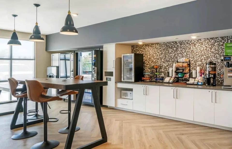 Gather for coffee and snacks in this bright lounge.