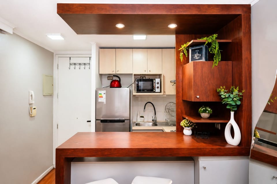 Apartment | Private kitchen | Full-size fridge, microwave, oven, stovetop
