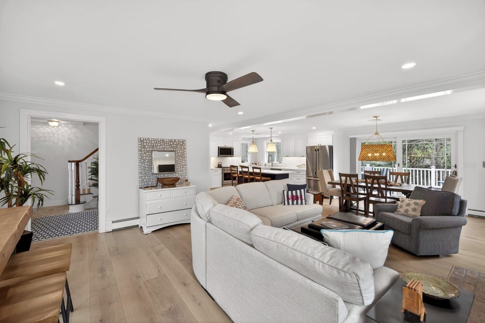 Spacious open floor plan opens to the oversize deck