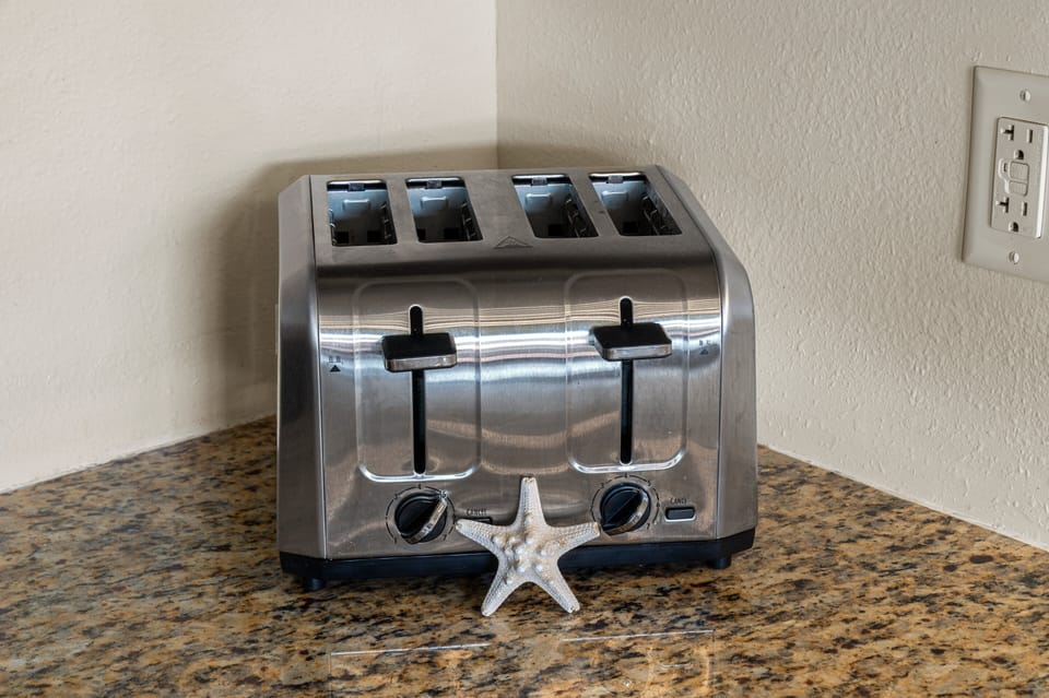Toaster and countertop appliances ready for easy breakfast prep.