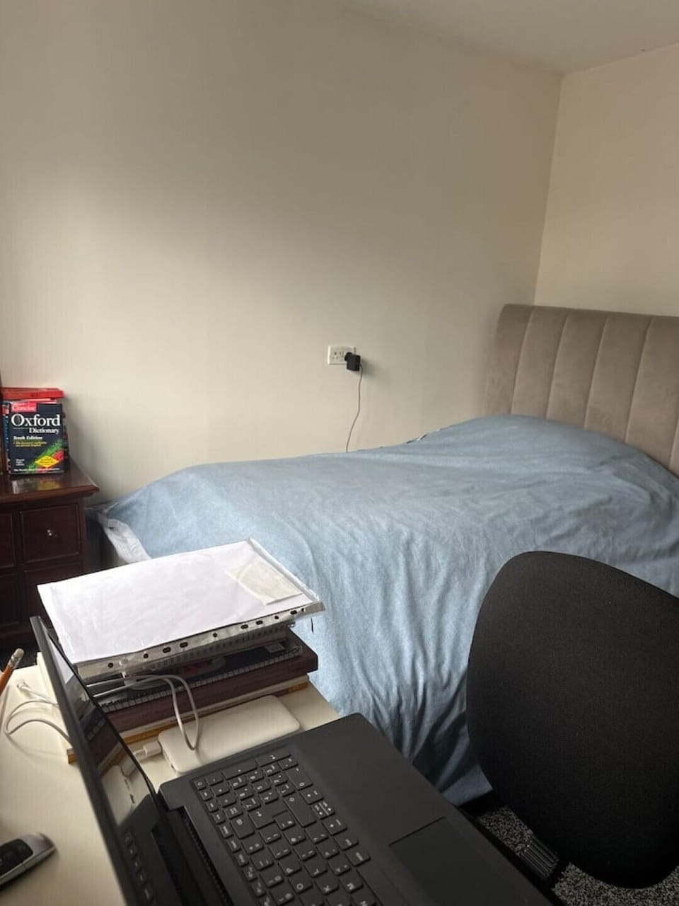 king size bed and office desk and chair 