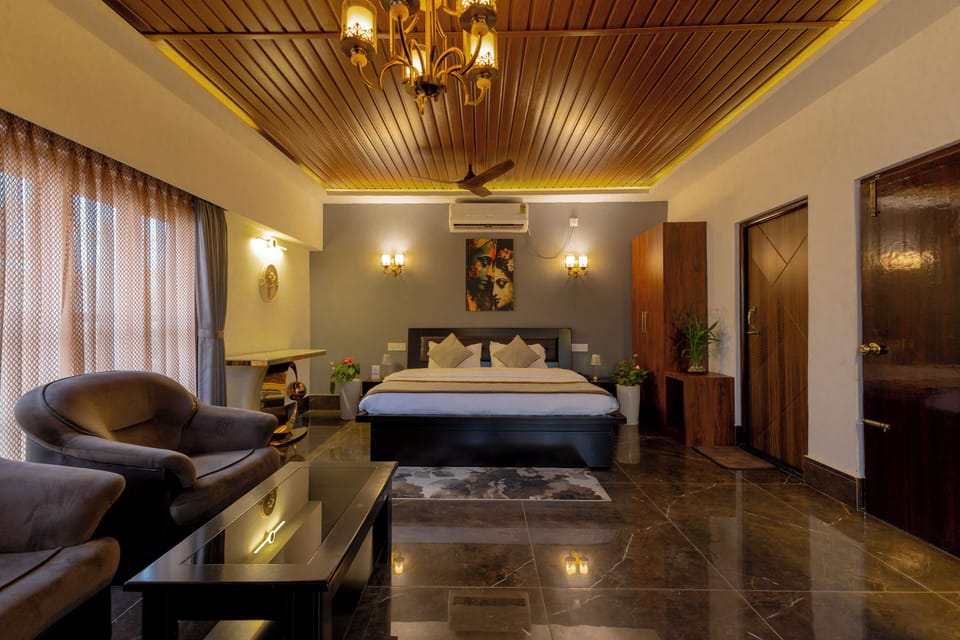 Luxury Double Room, Balcony, Pool View | Laptop workspace, blackout drapes, soundproofing, iron/ironing board
