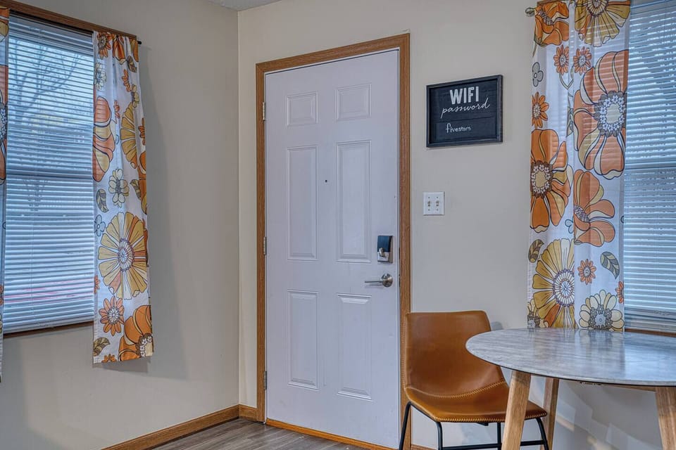 Welcoming entry with retro character and thoughtful touches that set the tone for your stay.