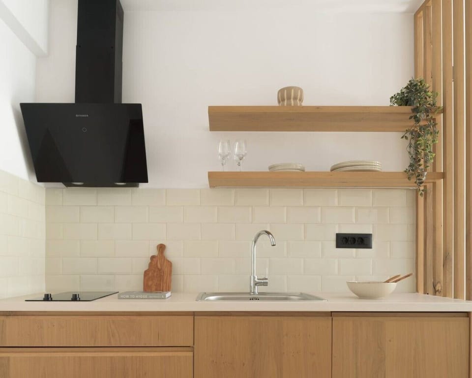Modern appliances and sleek countertop spaces.