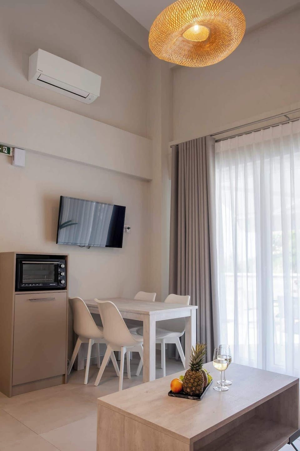 Open-plan living and dining space with modern amenities