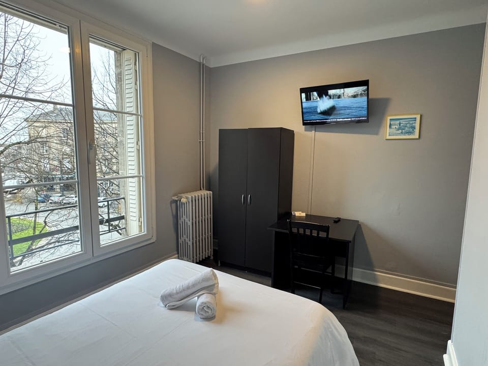 Desk, soundproofing, iron/ironing board (on request), cribs (surcharge)