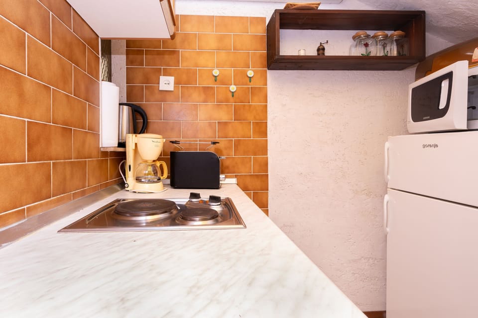 Apartment (A1) | Private kitchen | Fridge, microwave, stovetop, espresso maker