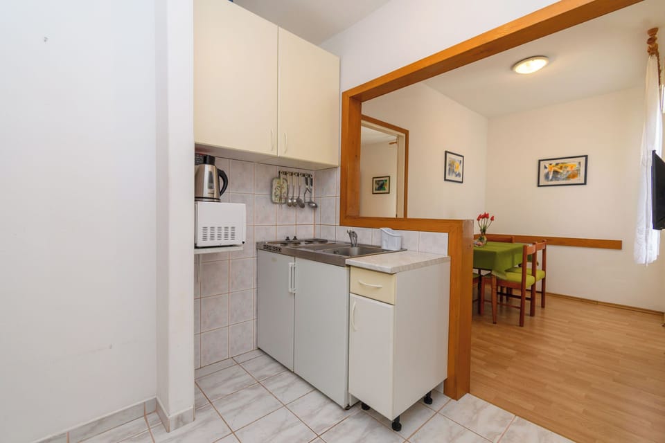 Apartment (A1) | Private kitchen | Fridge, microwave, stovetop, espresso maker