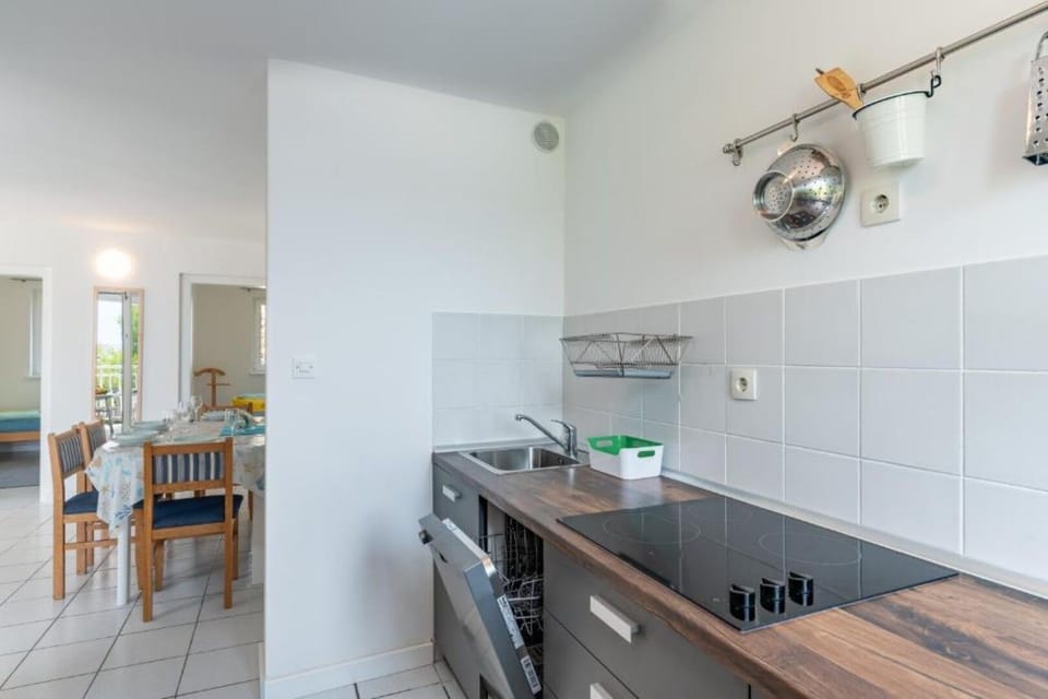 Apartment (A1) | Private kitchen | Fridge, microwave, stovetop, dishwasher