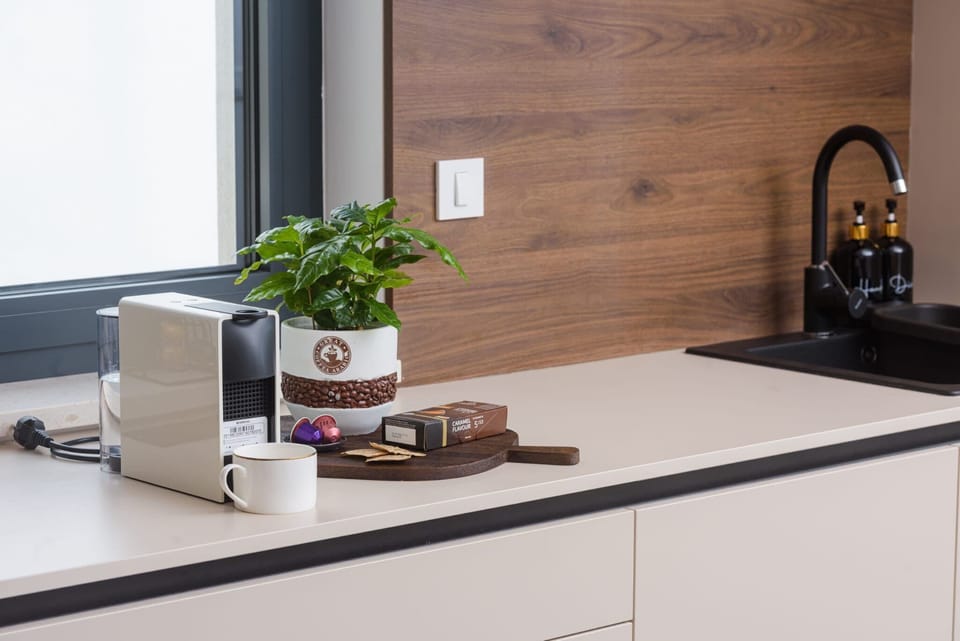 Apartment (A2) | Private kitchen | Espresso maker, fridge, microwave, oven