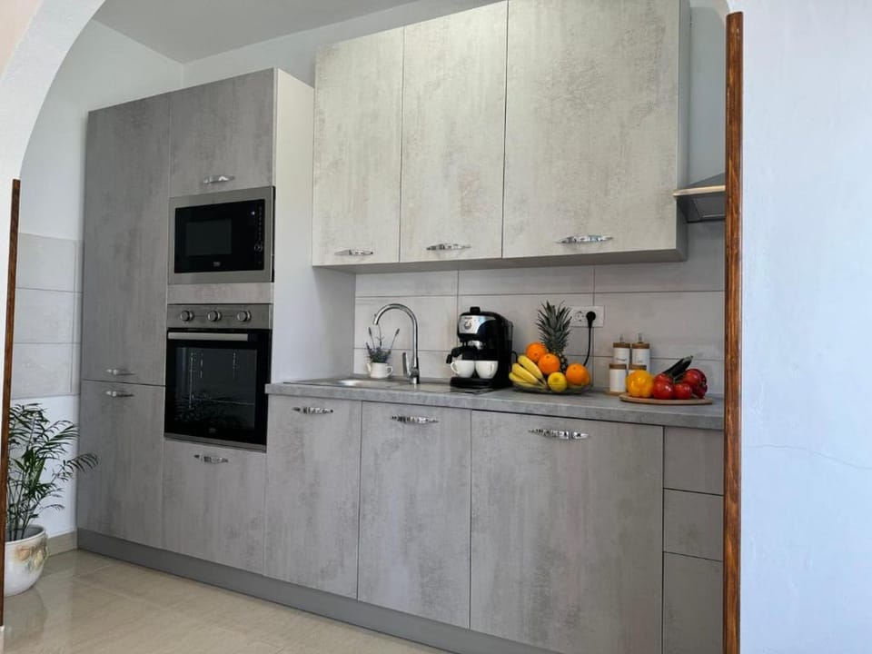 Apartment (A1) | Private kitchen | Fridge, microwave, oven, stovetop