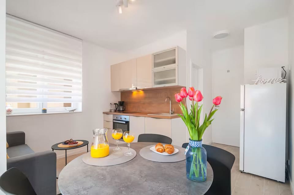 Apartment (A1) | Private kitchen | Fridge, microwave, oven, stovetop