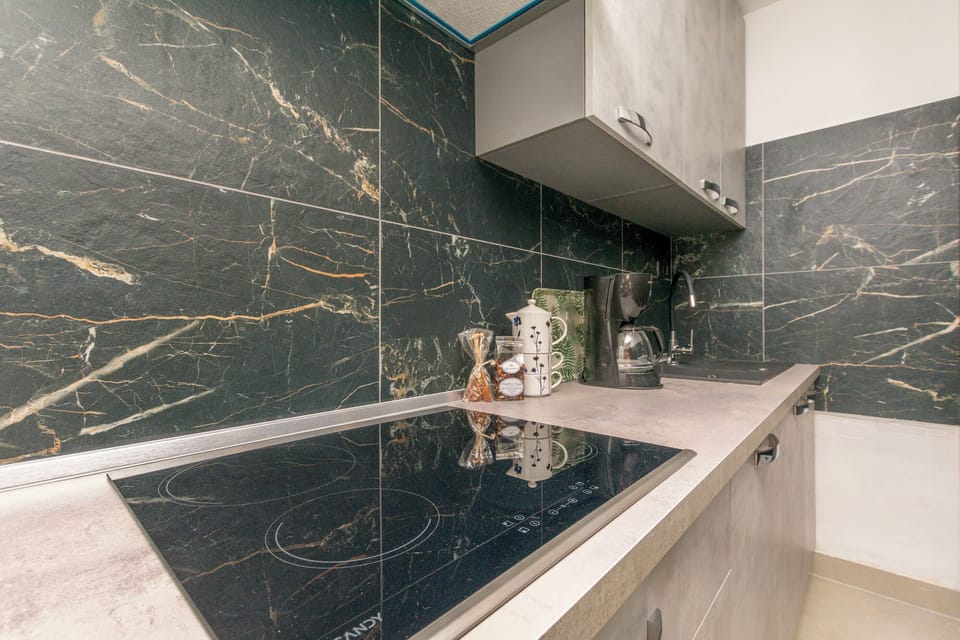 Apartment (A1) | Private kitchen | Fridge, microwave, oven, stovetop