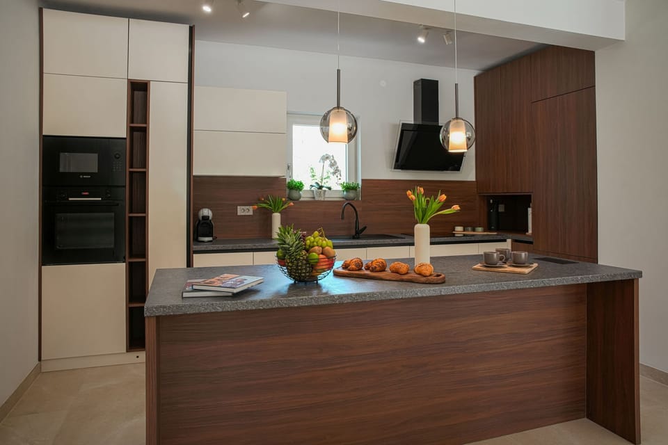 Villa | Private kitchen | Espresso maker, coffee/tea maker, fridge, microwave