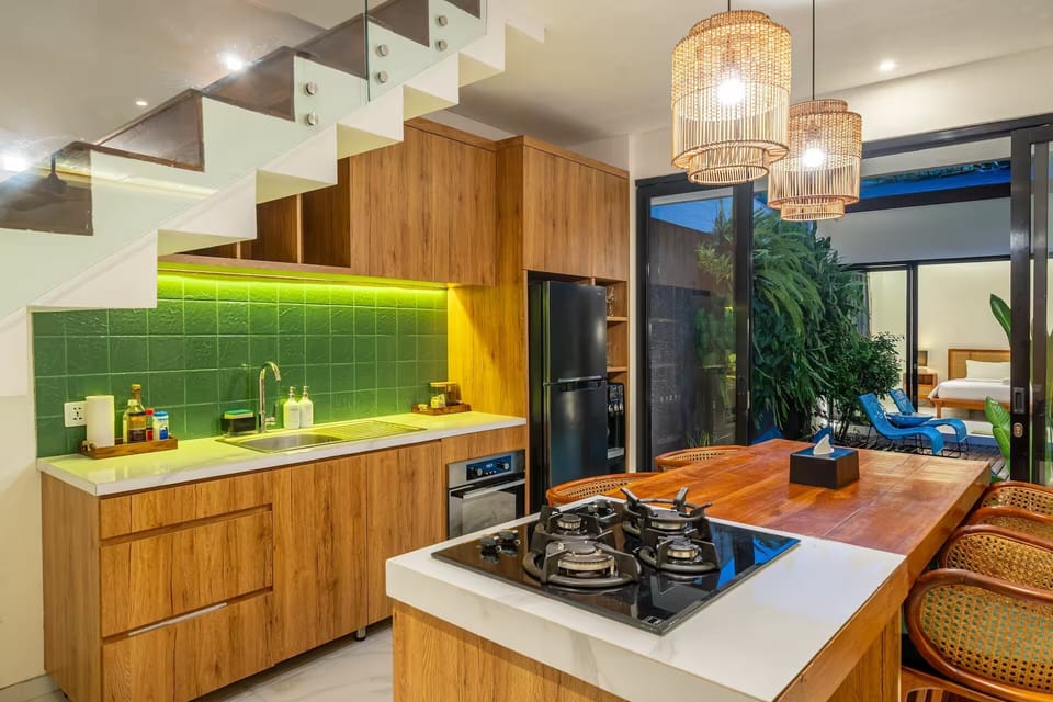 Deluxe Villa, 2 Bedrooms, Private Pool | Private kitchen | Spices, eco-friendly cleaning products, paper towels, kitchen islands