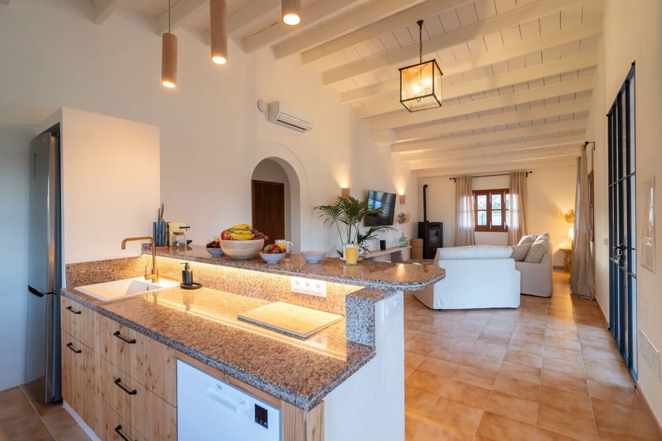 kitchen and living room
