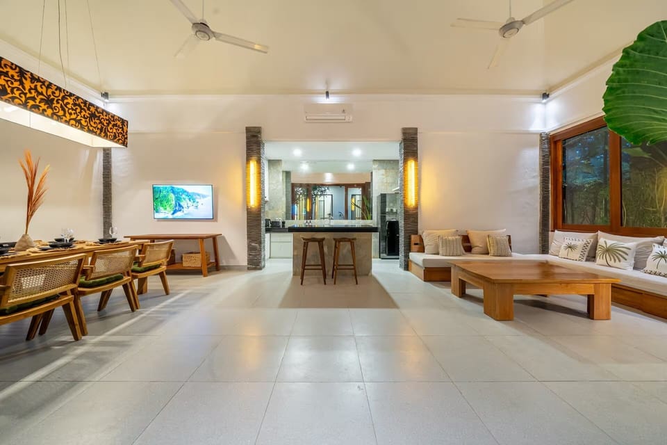 Deluxe Villa, 2 Bedrooms, Private Pool | Living area | 50-inch Smart TV with digital channels