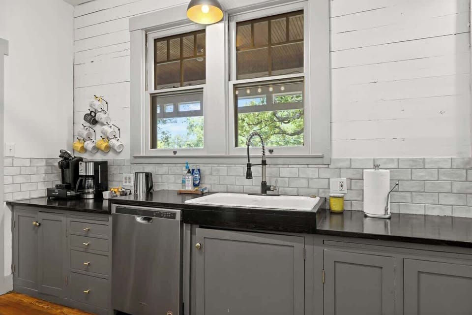 Original cabinets provide some historic charm