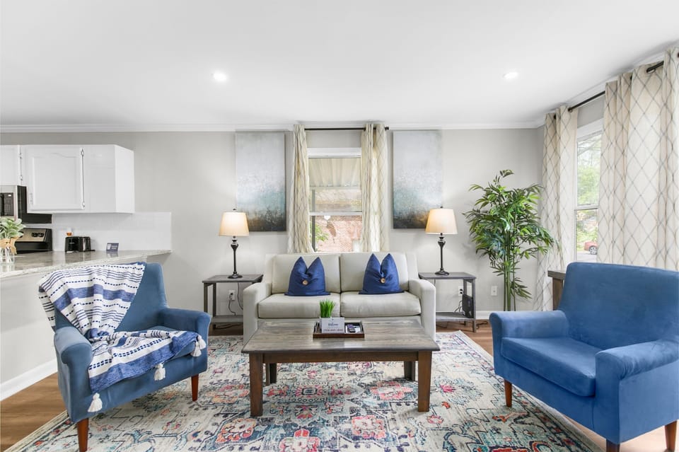 Kick back in the comfortable living space featuring a queen sofa bed—perfect for movie nights, extra guests, or unwinding after a day out.