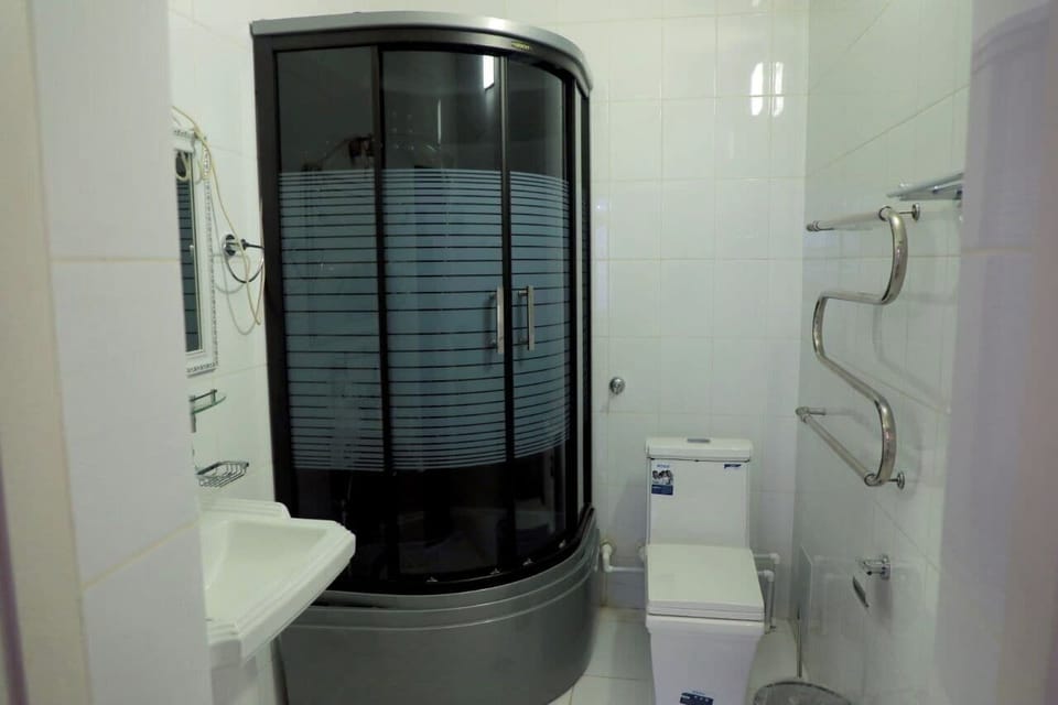 Hair dryer, slippers, towels