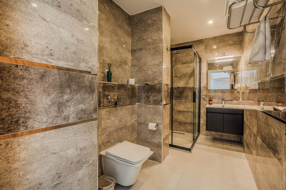Comfort Triple Room | Bathroom | Shower, hair dryer, towels, soap