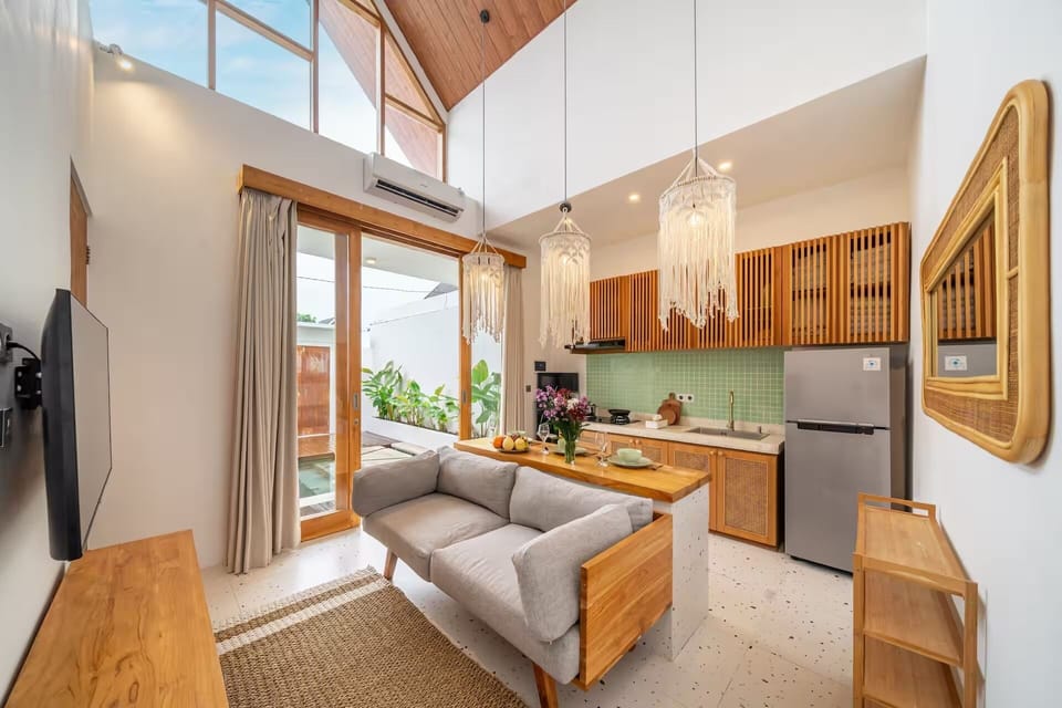 Deluxe Villa, 2 Bedrooms, Private Pool | Living area | 55-inch Smart TV with digital channels