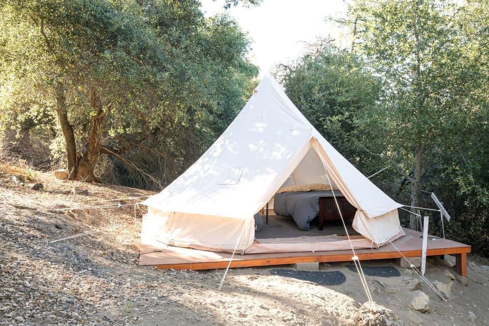 Cozy Bell Tent with Valley Views and Off-Grid Glamping near Palomar Mountain California Campground/ 
RV Resort in Southern California