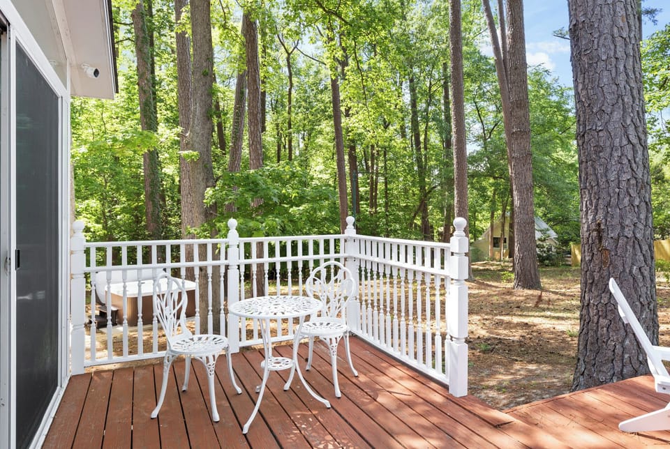 Peaceful patio view overlooking lush natural scenery
