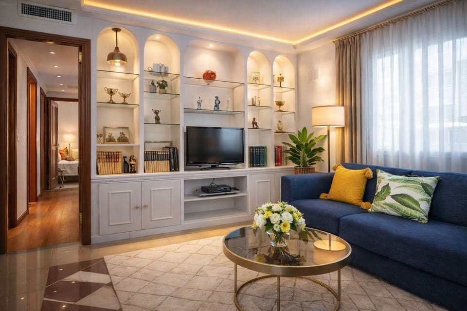 Classic Apartment | Living area | 32-inch flat-screen TV with cable channels