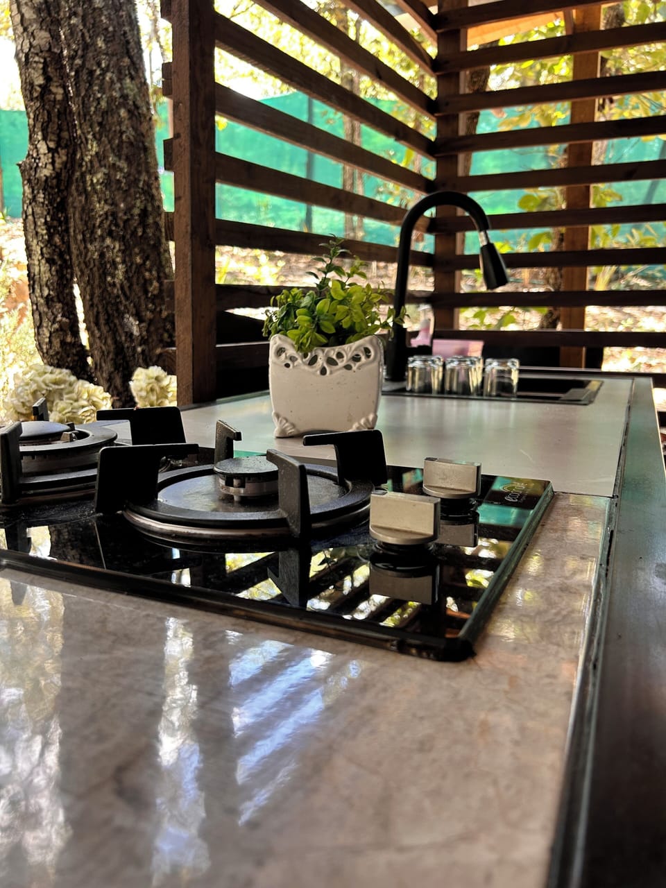 Comfort Double Room, Garden View | Private kitchen
