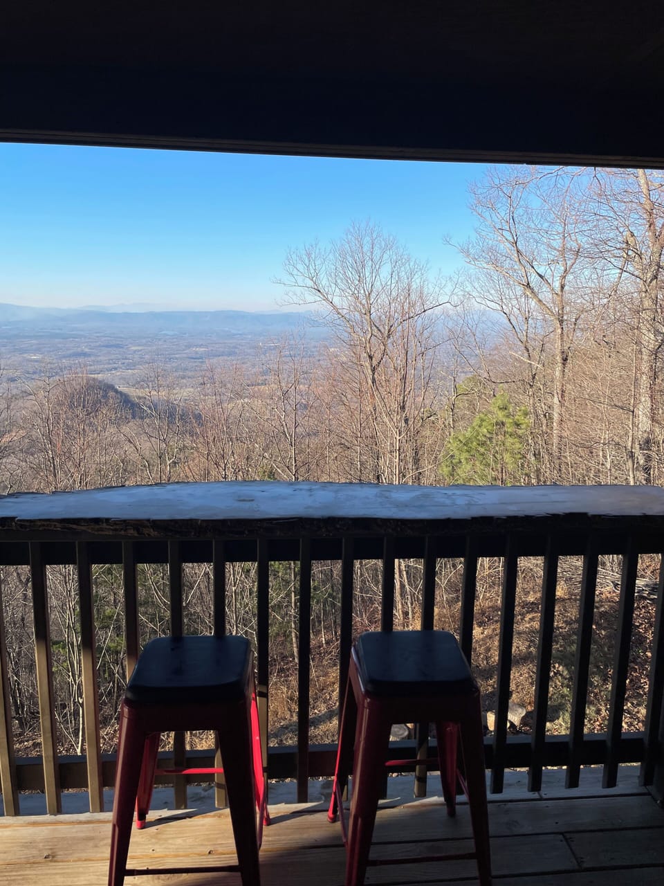 Cocktails from the live edge balcony