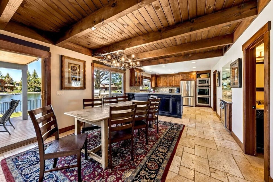 Open concept great room with dining room