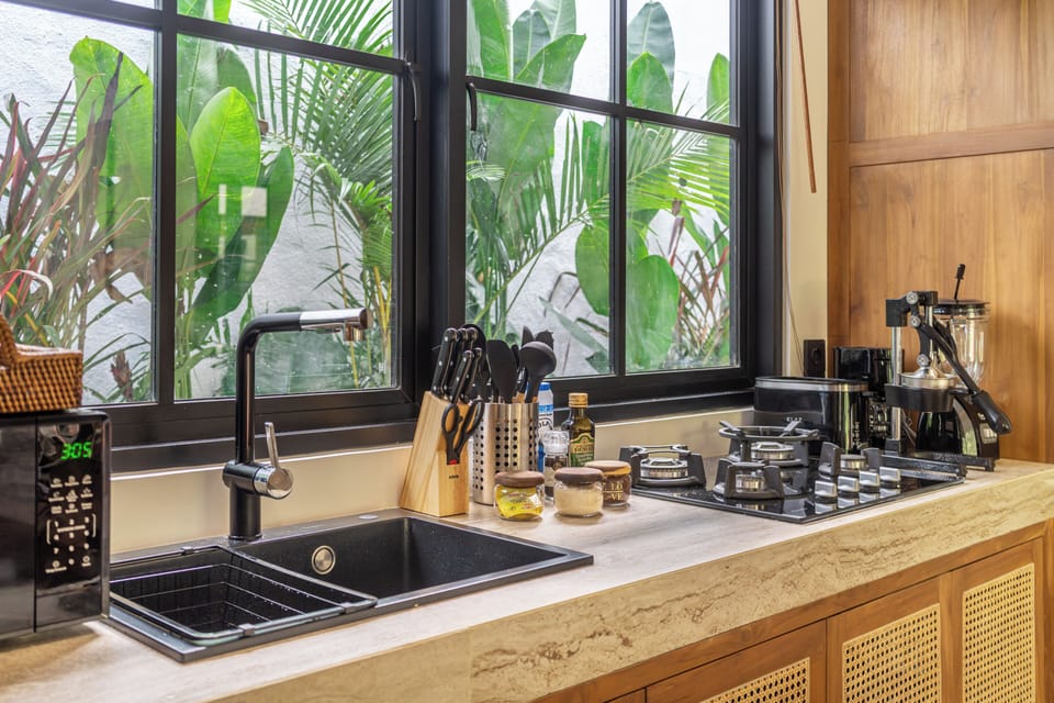 Luxury Villa, Pool View | Private kitchen | Toaster, blender, eco-friendly cleaning products, paper towels