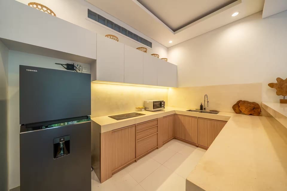 Family Villa, 3 Bedrooms, Private Pool | Private kitchen | Spices, eco-friendly cleaning products, paper towels