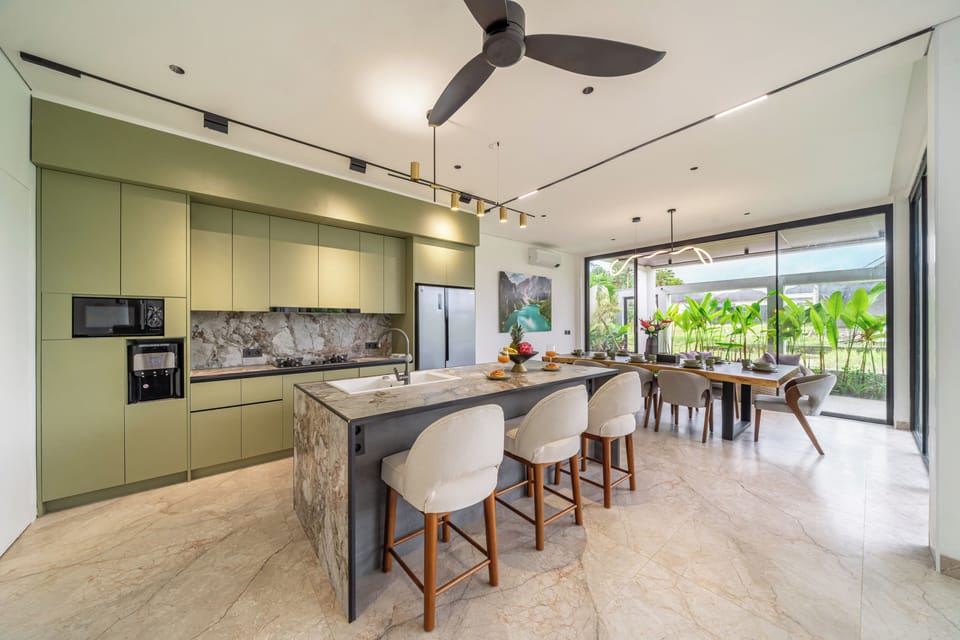 Executive Villa, Pool View | Private kitchen | Spices, eco-friendly cleaning products, paper towels