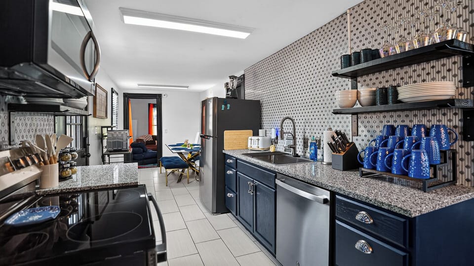 Kitchen stocked with everything you need to make or bake whatever strikes your fancy. You just bring the groceries.