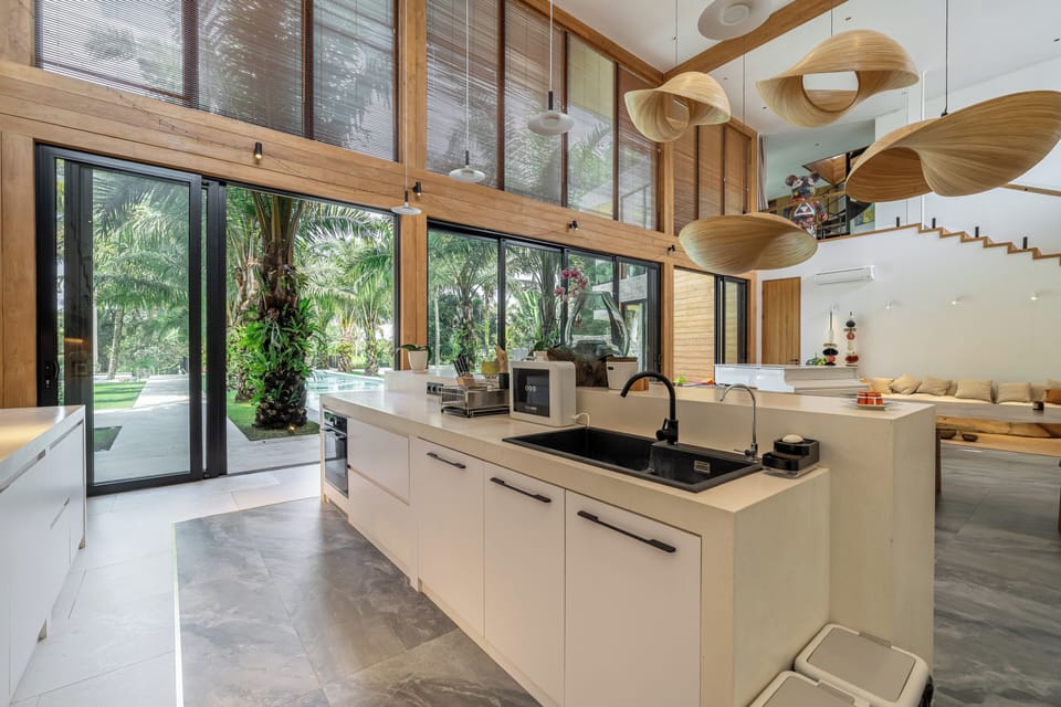 Signature Villa, Pool View | Private kitchen | Electric kettle, spices, eco-friendly cleaning products, paper towels