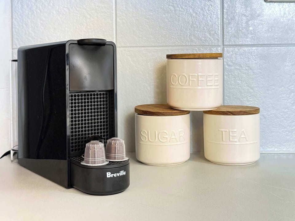 Enjoy your daily coffee with a convenient coffee maker ready to use.