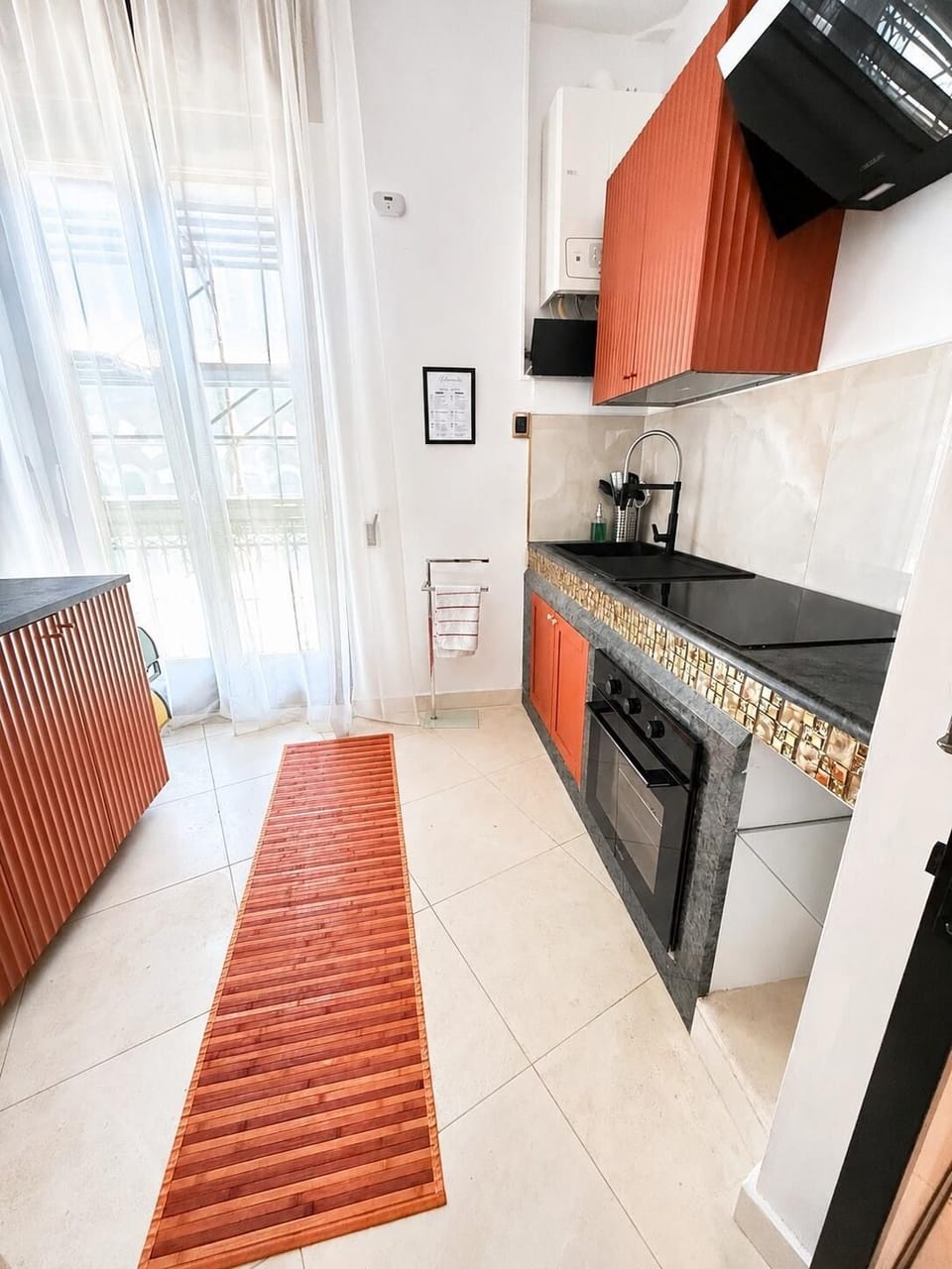 Comfort Apartment, Hot Tub, City View | Private kitchen | Espresso maker, full-size fridge, oven, stovetop