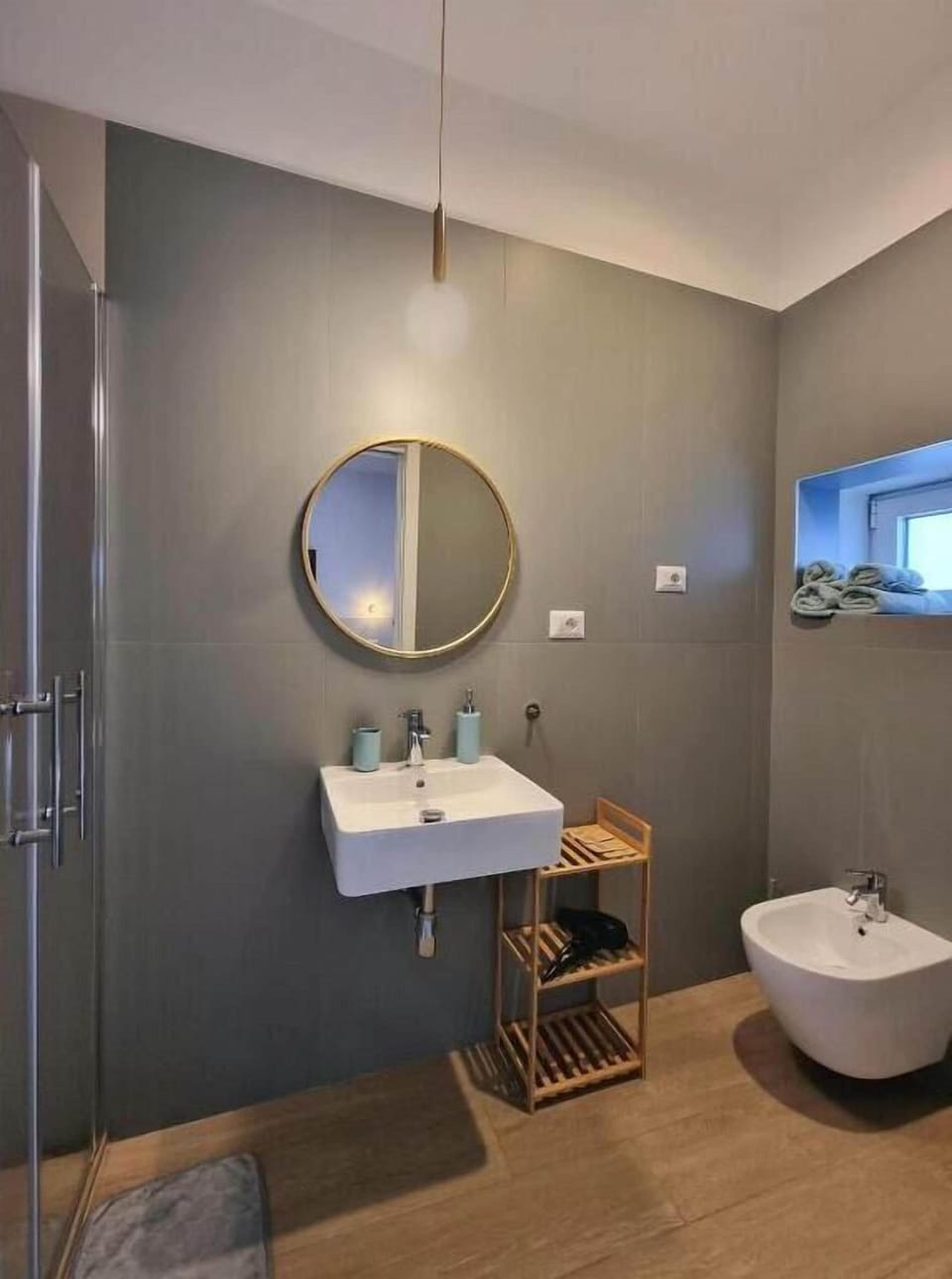 Shower, hair dryer, bidet, soap