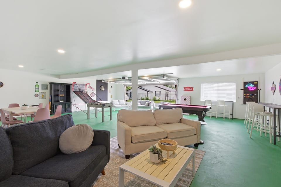 Game Room lounge seating, 60" Smart TV, and high-speed Wi-Fi throughout. Pool Table, Ping Pong Table, Foosball, and Arcade Games all included.