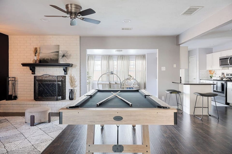 Have some fun with this chic, fully-equipped pool table during your stay