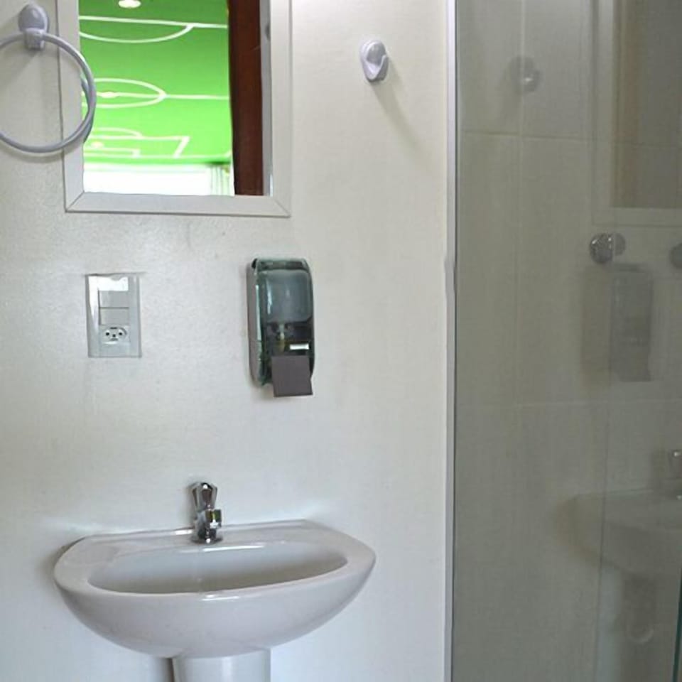 Shower, towels, soap, shampoo