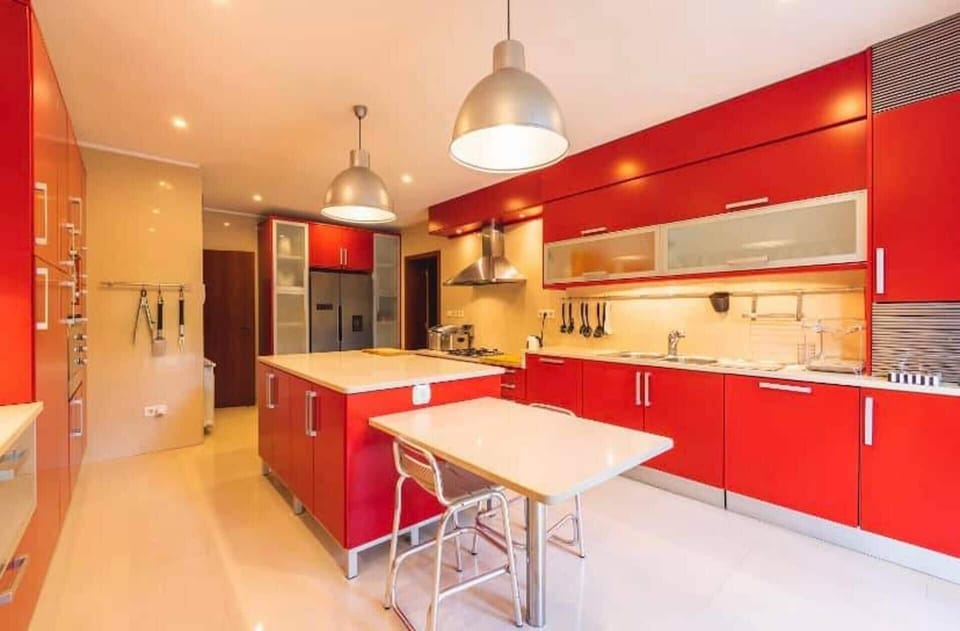 Fridge, microwave, oven, dishwasher