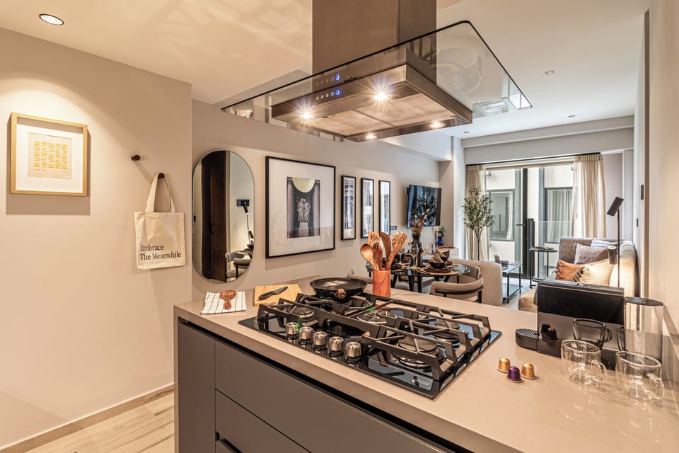 Basic Suite | Private kitchen | Fridge, microwave, oven, stovetop