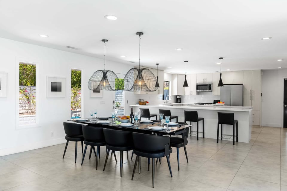 Just off the living room is the dining area and kitchen.