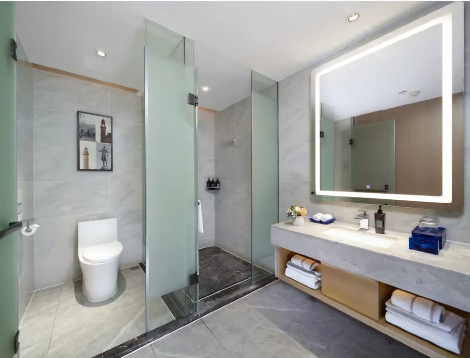 Standard Double Room, City View | Bathroom | Shower, free toiletries, hair dryer, towels