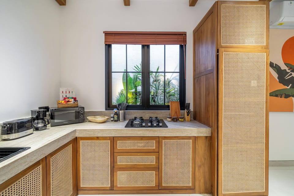 Luxury Villa, Pool View | Private kitchen | Coffee/tea maker, toaster, spices, eco-friendly cleaning products
